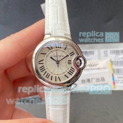 Cloned TW factory Cartier Ballon Bleu Swiss quartz movement white dial 33mm 